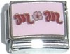 Mum - pink with flower enamel 9mm Italian charm